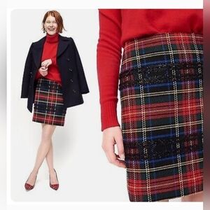 🖤 J. Crew Mini Skirt in Lurex Stewart Tartan Size 10 Tall